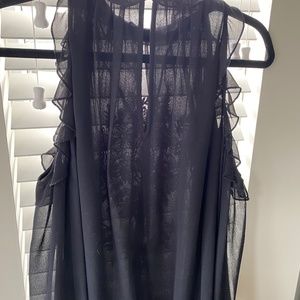 Very Cute Blouse with Shoulder cut outs, black, crepey